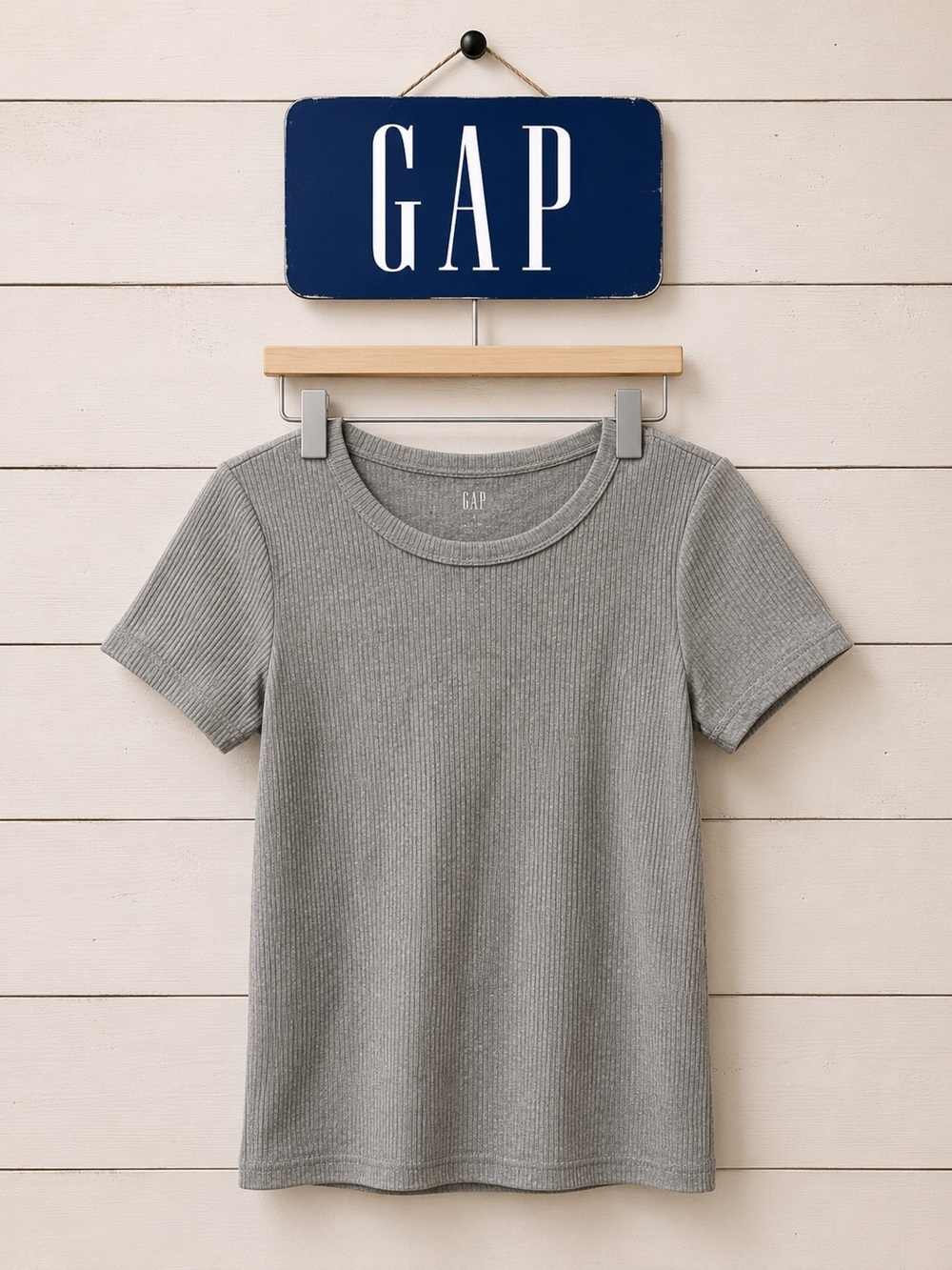 GAP Grey Ribbed T-Shirt Size M